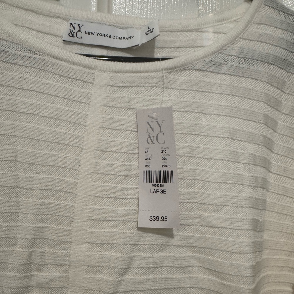 White New York and company size large ladies, long sleeve shirt